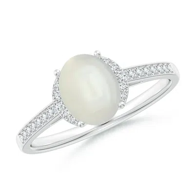 ANGARA CLASSIC SOLITAIRE OVAL MOONSTONE AND DIAMOND COLLAR RING