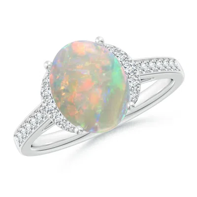 ANGARA CLASSIC SOLITAIRE OVAL OPAL AND DIAMOND COLLAR RING