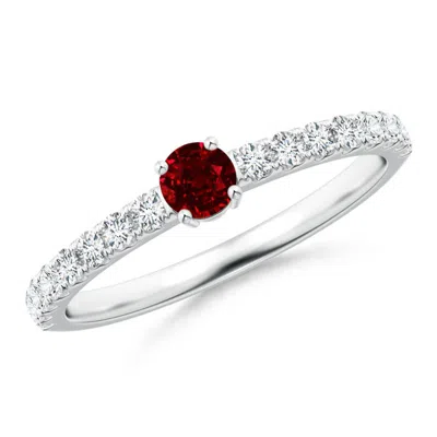 ANGARA CLASSIC SOLITAIRE RUBY PROMISE RING WITH PAVE DIAMONDS