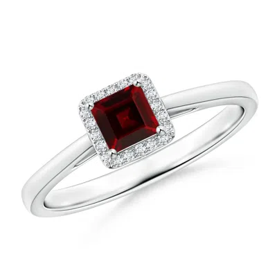 ANGARA CLASSIC SQUARE GARNET HALO RING