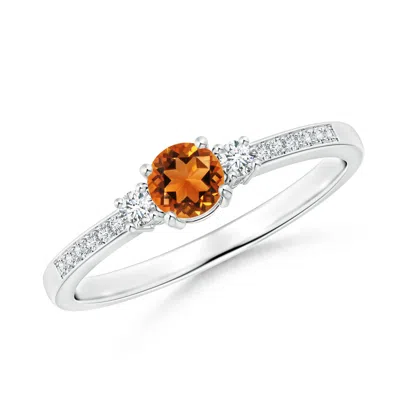 ANGARA CLASSIC THREE STONE CITRINE AND DIAMOND RING