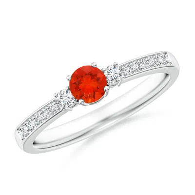 ANGARA CLASSIC THREE STONE FIRE OPAL AND DIAMOND RING