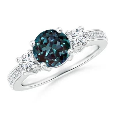 ANGARA CLASSIC THREE STONE LAB-GROWN ALEXANDRITE AND DIAMOND RING