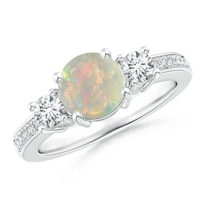 ANGARA CLASSIC THREE STONE OPAL AND DIAMOND RING