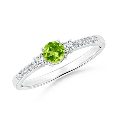 ANGARA CLASSIC THREE STONE PERIDOT AND DIAMOND RING