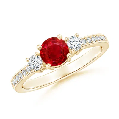 ANGARA CLASSIC THREE STONE RUBY AND DIAMOND RING