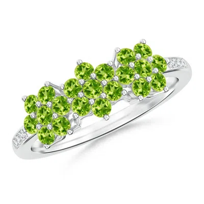 ANGARA CLASSIC TRIPLE FLOWER PERIDOT RING WITH DIAMOND ACCENTS