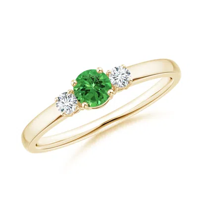 ANGARA CLASSIC TSAVORITE AND DIAMOND THREE STONE ENGAGEMENT RING