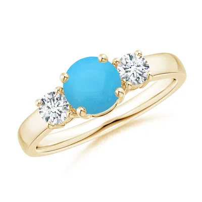 ANGARA CLASSIC TURQUOISE AND DIAMOND THREE STONE ENGAGEMENT RING