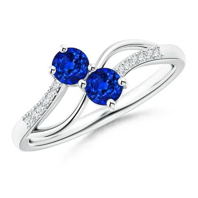 ANGARA CLASSIC TWO STONE SAPPHIRE BYPASS SPLIT SHANK RING