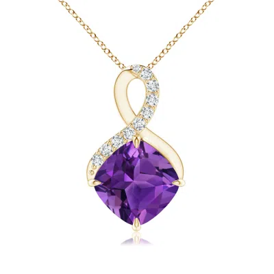 ANGARA CLAW-SET AMETHYST INFINITY PENDANT WITH DIAMONDS