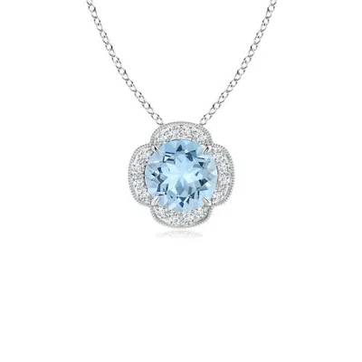 ANGARA CLAW-SET AQUAMARINE CLOVER PENDANT WITH DIAMONDS