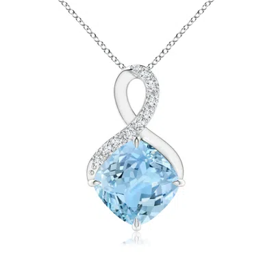 ANGARA CLAW-SET AQUAMARINE INFINITY PENDANT WITH DIAMONDS