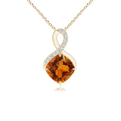 ANGARA CLAW-SET CITRINE INFINITY PENDANT WITH DIAMONDS