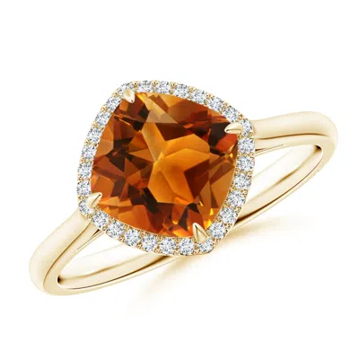 ANGARA CLAW-SET CUSHION CITRINE COCKTAIL HALO RING
