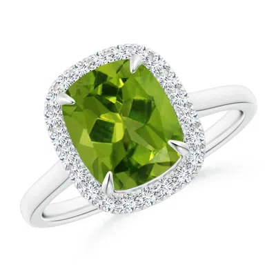 ANGARA CLAW-SET CUSHION PERIDOT CATHEDRAL STYLE COCKTAIL RING