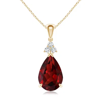 ANGARA CLAW-SET GARNET DROP PENDANT WITH TRIO DIAMONDS