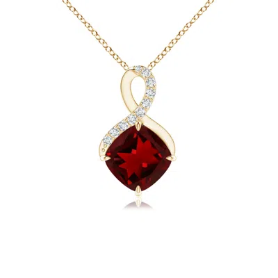 ANGARA CLAW-SET GARNET INFINITY PENDANT WITH DIAMONDS