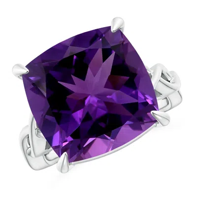 ANGARA CLAW-SET GIA CERTIFIED CUSHION AMETHYST CROSSOVER RING