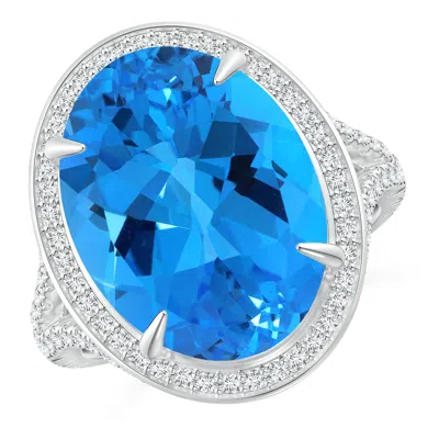 ANGARA CLAW-SET GIA CERTIFIED OVAL SKY BLUE TOPAZ COCKTAIL RING