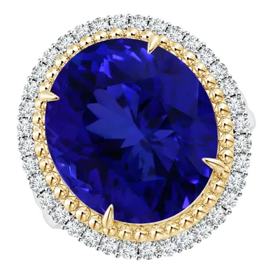 ANGARA CLAW-SET GIA CERTIFIED OVAL TANZANITE FLORAL HALO RING