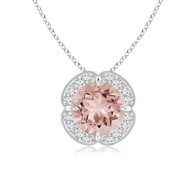 ANGARA CLAW-SET MORGANITE CLOVER PENDANT WITH DIAMOND HALO