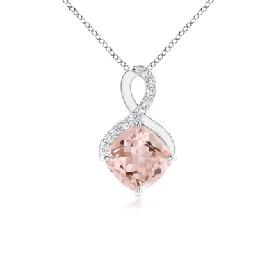 ANGARA CLAW-SET MORGANITE INFINITY PENDANT WITH DIAMONDS