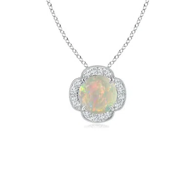 ANGARA CLAW-SET OPAL CLOVER PENDANT WITH DIAMONDS