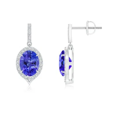 ANGARA CLAW-SET OVAL TANZANITE AND DIAMOND HALO EARRINGS