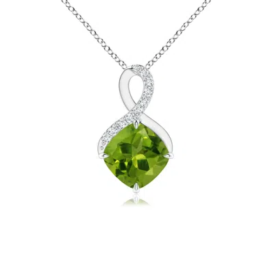 ANGARA CLAW-SET PERIDOT INFINITY PENDANT WITH DIAMONDS