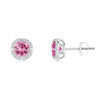 ANGARA CLAW-SET PINK TOURMALINE CLOVER STUD EARRINGS