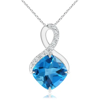 ANGARA CLAW-SET SWISS BLUE TOPAZ INFINITY PENDANT WITH DIAMONDS