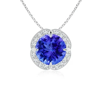 ANGARA CLAW-SET TANZANITE CLOVER PENDANT WITH DIAMOND HALO