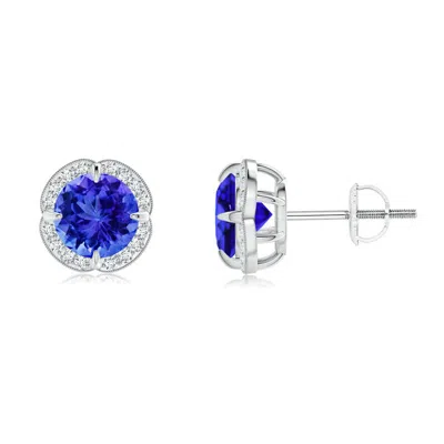 ANGARA CLAW-SET TANZANITE CLOVER STUD EARRINGS