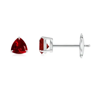 ANGARA CLAW-SET TRILLION RUBY STUD EARRINGS