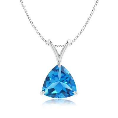 ANGARA CLAW-SET TRILLION SWISS BLUE TOPAZ V-BALE PENDANT