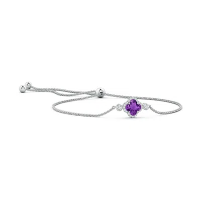 ANGARA CLOVER-SHAPED AMETHYST BOLO BRACELET WITH DIAMONDS