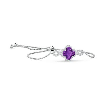 ANGARA CLOVER-SHAPED AMETHYST HALO INFINITY BRACELET