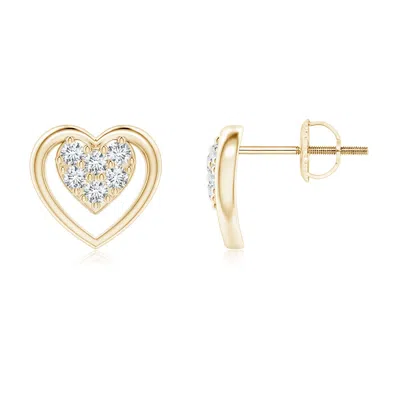 ANGARA CLUSTER DIAMOND OPEN HEART STUD EARRINGS