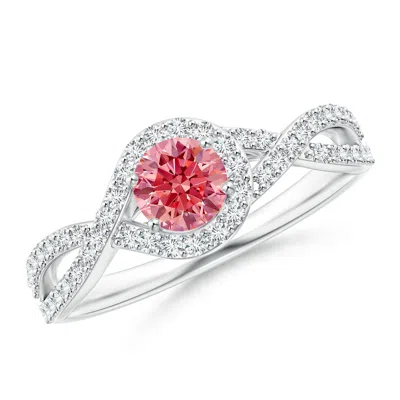 ANGARA CRISS CROSS INFINITY HALO FANCY INTENSE PINK DIAMOND RING