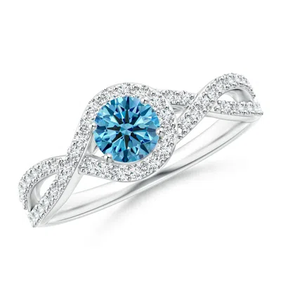 ANGARA CRISS CROSS INFINITY HALO LAB-GROWN FANCY INTENSE BLUE DIAMOND RING