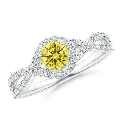 ANGARA CRISS CROSS INFINITY HALO LAB-GROWN FANCY INTENSE YELLOW DIAMOND RING