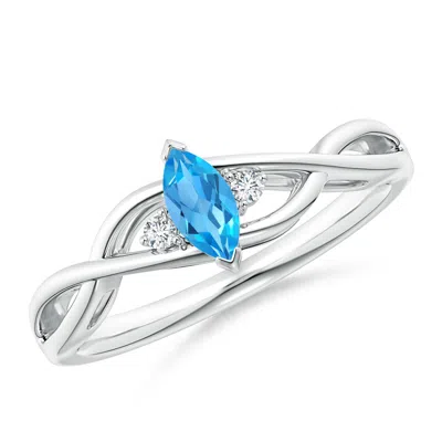 ANGARA CRISS-CROSS MARQUISE SWISS BLUE TOPAZ SOLITAIRE RING