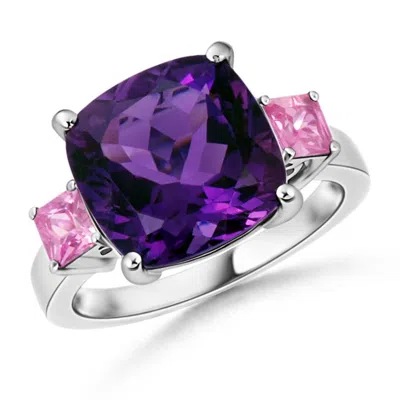 ANGARA CUSHION AMETHYST COCKTAIL RING WITH PINK SAPPHIRES