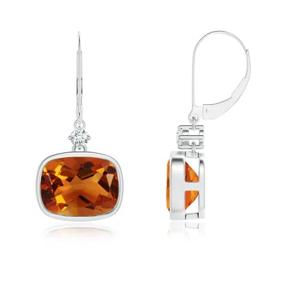 ANGARA CUSHION CITRINE AND DIAMOND LEVERBACK DANGLE EARRINGS