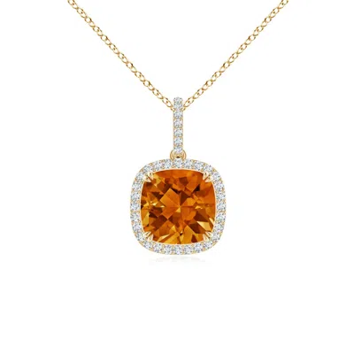 ANGARA CUSHION CITRINE PENDANT WITH DIAMOND HALO