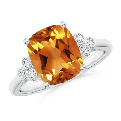 ANGARA CUSHION CITRINE RING WITH TRIO BEZEL DIAMONDS