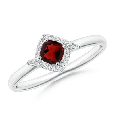 ANGARA CUSHION GARNET AND DIAMOND HALO PROMISE RING