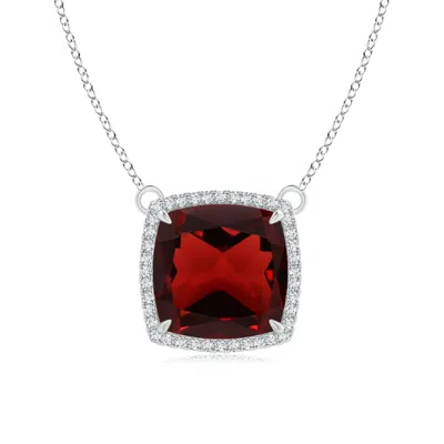 ANGARA CUSHION GARNET HALO PENDANT WITH FILIGREE