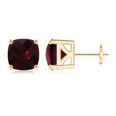 ANGARA CUSHION GARNET SOLITAIRE STUD EARRINGS